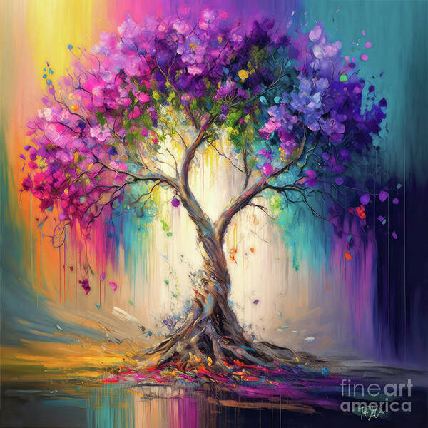 Rainbow Poster featuring the painting The Rainbow Tree Of Life by Tina LeCour
