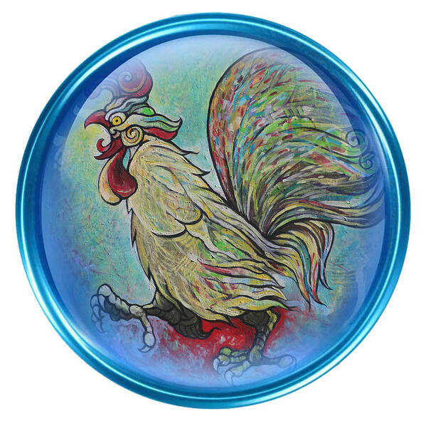 The Rooster Poster featuring the painting the Rooster by Tom Dashnyam Otgontugs