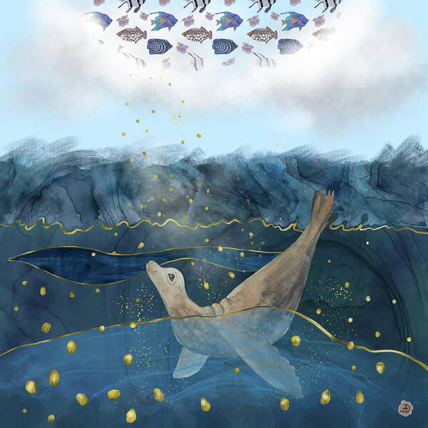Global Warming Poster featuring the digital art The Sea Lion's Dream - Climate Change Reality by Andreea Dumez