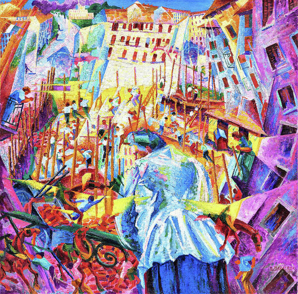 The Street Enters The House Poster featuring the painting The Street Enters the House - Digital Remastered Edition by Umberto Boccioni