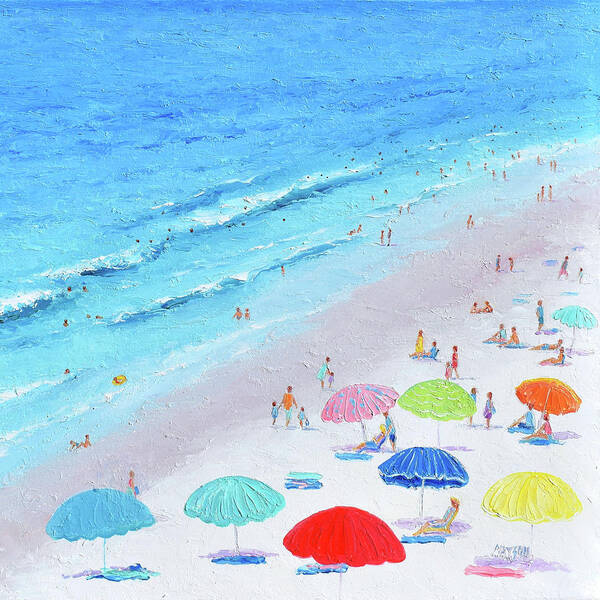 Beach Poster featuring the painting The summer heat - beach scene by Jan Matson