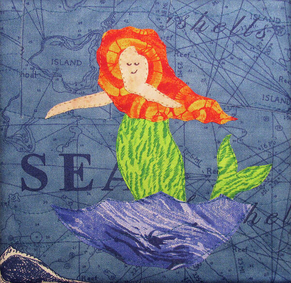 Mermaid Poster featuring the tapestry - textile There Be Mermaids by Pam Geisel