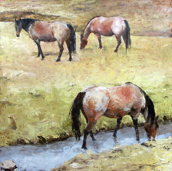 Roan Horse Poster featuring the painting Three Roans by Hone Williams