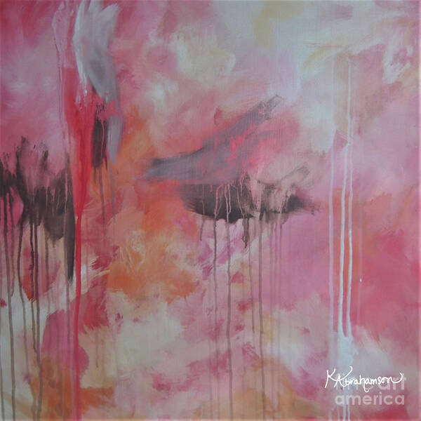Abstract Poster featuring the painting Tickled Pink 3 by Kristen Abrahamson