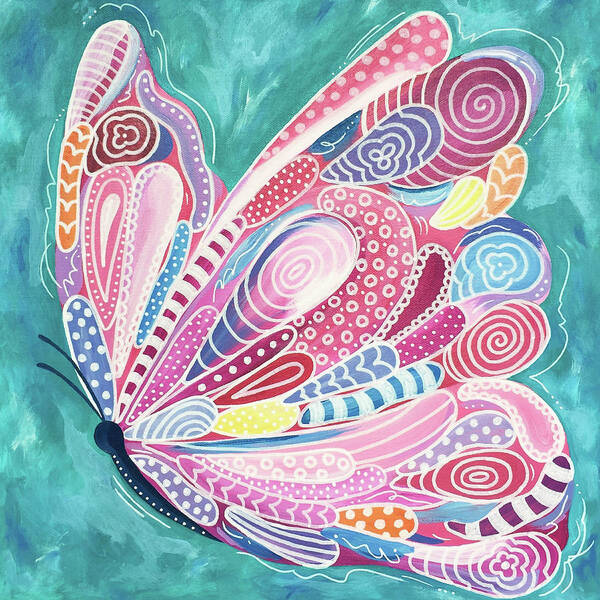 Butterfly Poster featuring the painting Tickled Pink by Beth Ann Scott