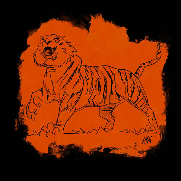 Tiger Poster featuring the drawing Tiger Gesture Sketch by John LaFree