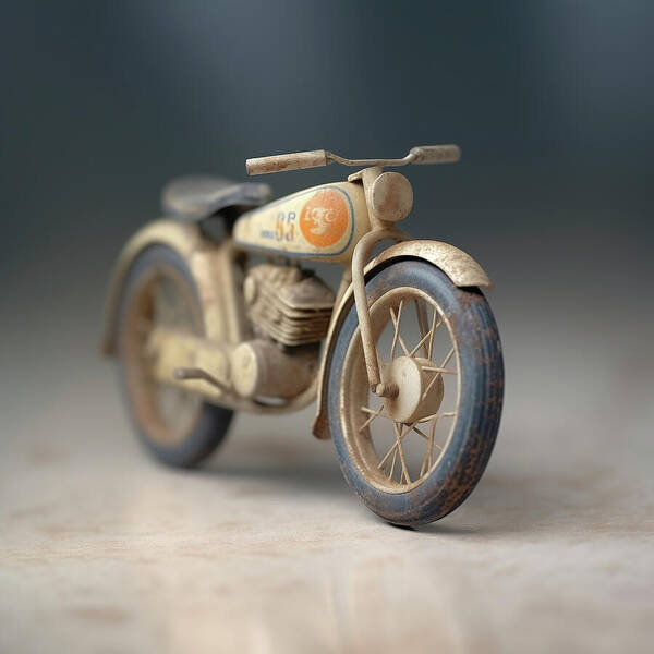 Antique Poster featuring the digital art Tin Toy Vintage Motorcycle by Yo Pedro
