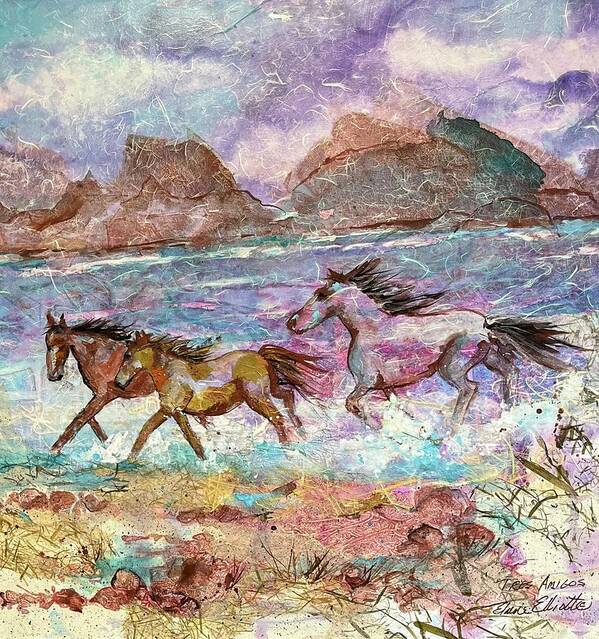 Horse Poster featuring the painting Tres Amigos by Elaine Elliott