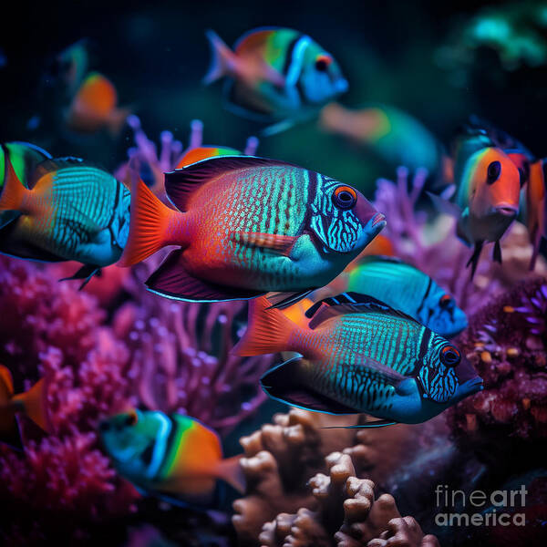 Tropical Poster featuring the digital art Tropical Fish IV by Jay Schankman