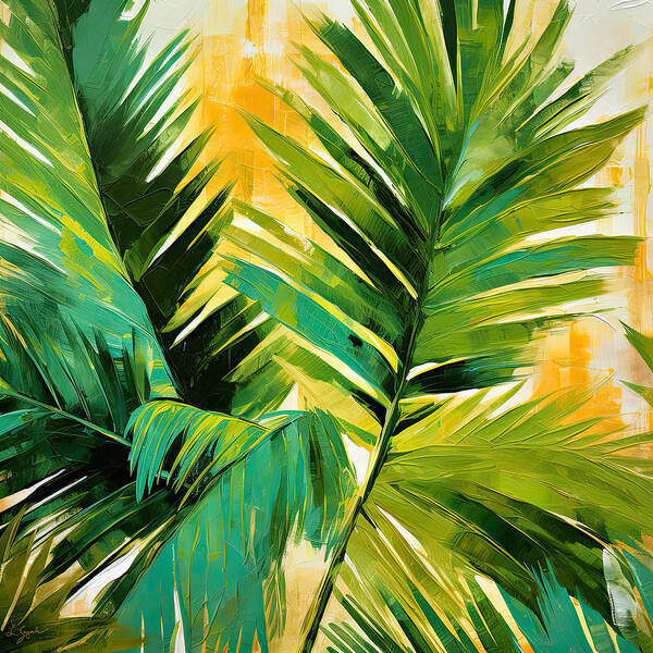 Tropical Leaves Poster featuring the digital art Tropical Leaves by Lourry Legarde
