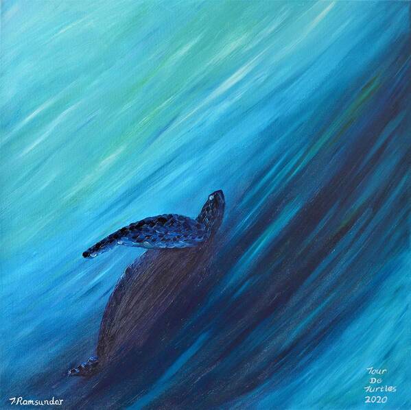 Turtle Poster featuring the painting Turtle Ascending by Torrence Ramsundar