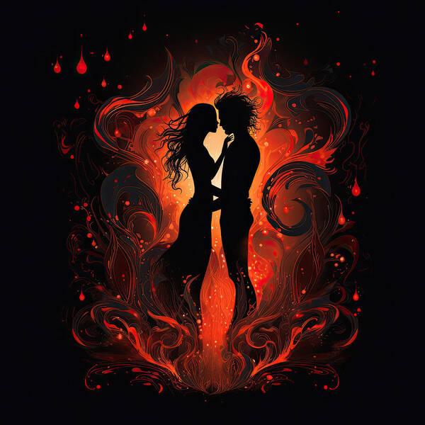Twin Flame Poster featuring the painting Unconditional Love -Twin Flame Aro by Lourry Legarde