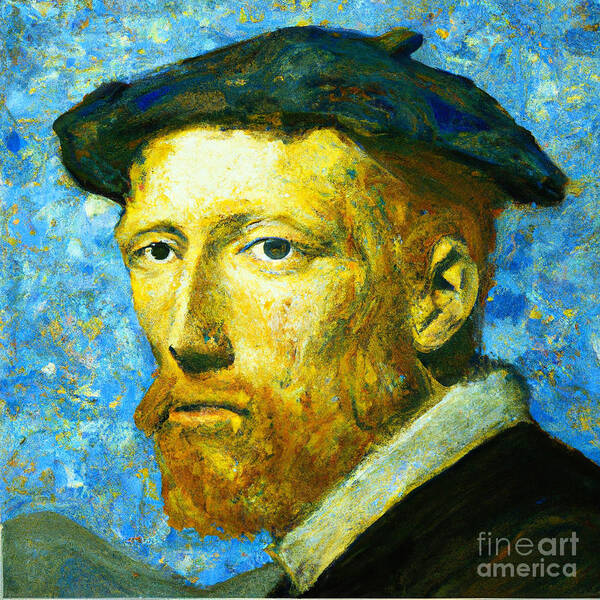  Poster featuring the mixed media Van Gogh by Bencasso Barnesquiat