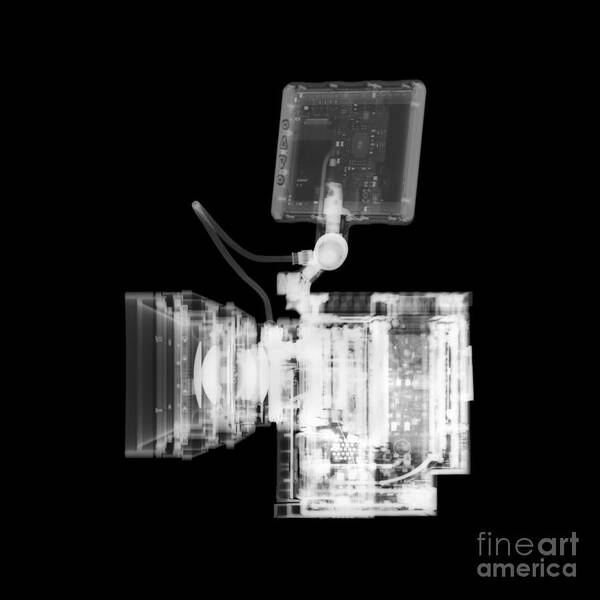 Black Poster featuring the photograph Video camera, X-ray. by Science Photo Library