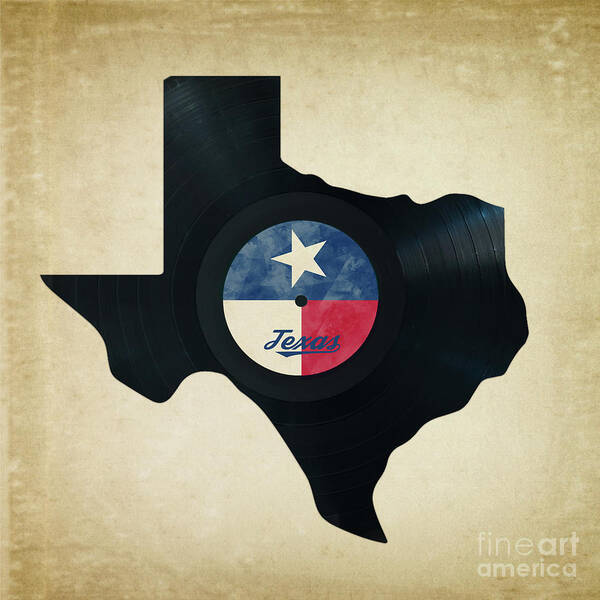 Texas Poster featuring the photograph Vinyl Texas map by Delphimages Map Creations