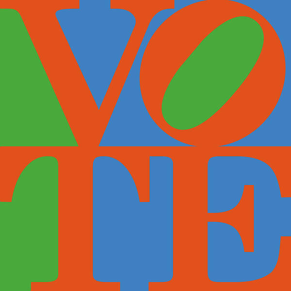 Vote Poster featuring the digital art Vote in 1970's colors by Linda Ruiz-Lozito