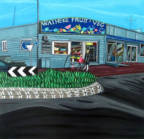 Landscape Poster featuring the painting Waiheke Fruit and Veg by Sandra Marie Adams