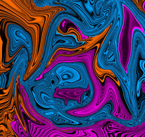 Abstract Art Poster featuring the digital art Walking the Dog Abstract by Ronald Mills