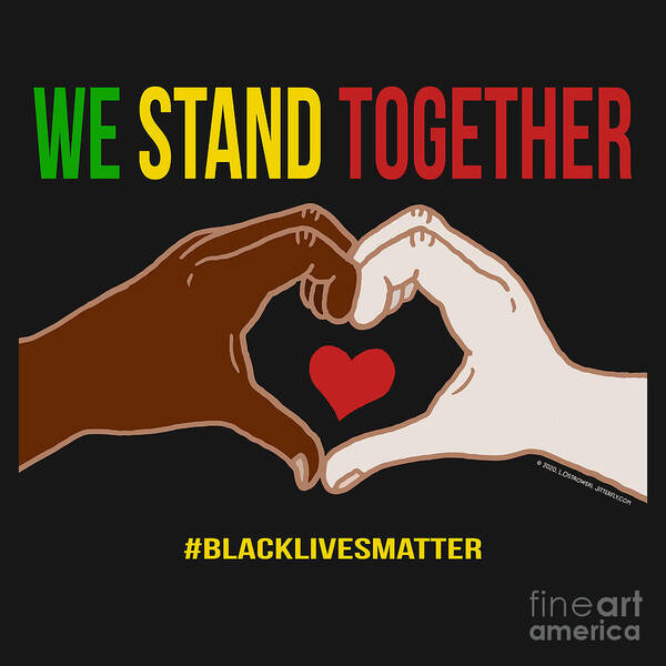 We Stand Together Poster featuring the digital art We Stand Together Heart Hands by Laura Ostrowski