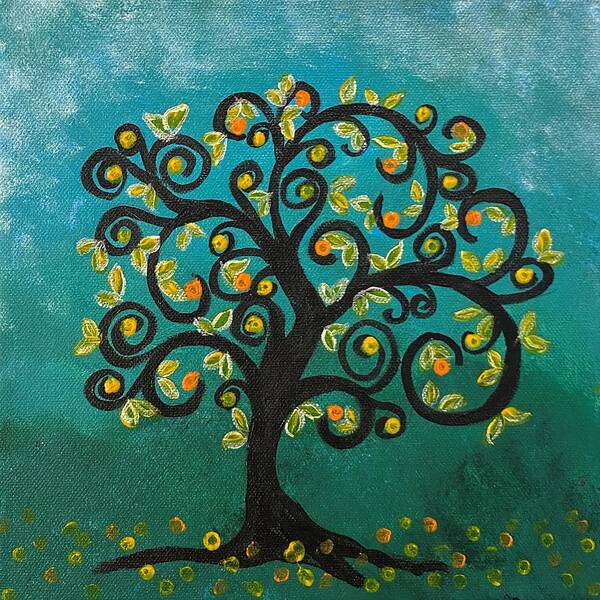 Tree Poster featuring the painting Whimsical Tree by Nancy Sisco