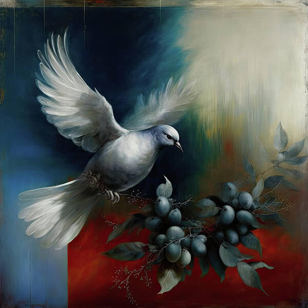 Nature Poster featuring the digital art White Dove of Modern Peace by Zina Zinchik