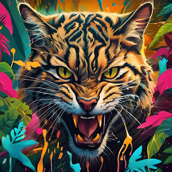 Wild Poster featuring the digital art Wild Cat by Jason Denis