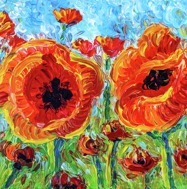 Poppies Poster featuring the painting Wild Poppies by Bari Rhys