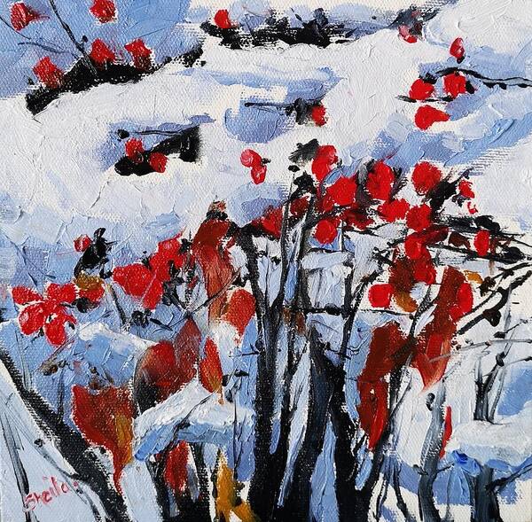 Winter Poster featuring the painting Winter Berries by Sheila Romard
