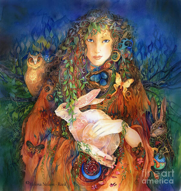 Goddess Poster featuring the painting Goddess Ostara by Helena Nelson - Reed