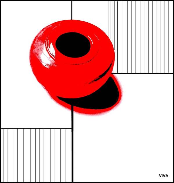 Red Bowl Poster featuring the photograph Mondrian Circles-Squares-Lines by VIVA Anderson