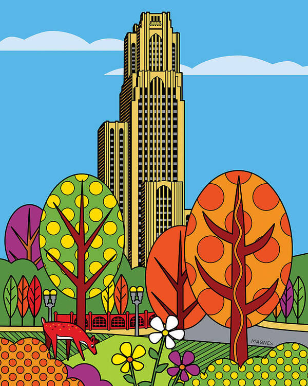 Pittsburgh Poster featuring the digital art Cathedral of Learning by Ron Magnes