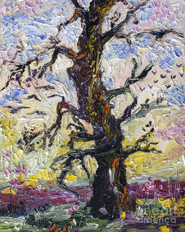 Impressionist Poster featuring the painting Old Oak Tree Palette Knife Painting Oil Original by Ginette Callaway