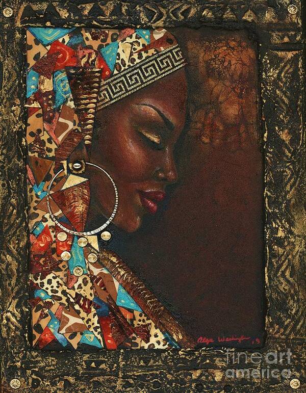 African Woman Poster featuring the painting So Thankful by Alga Washington
