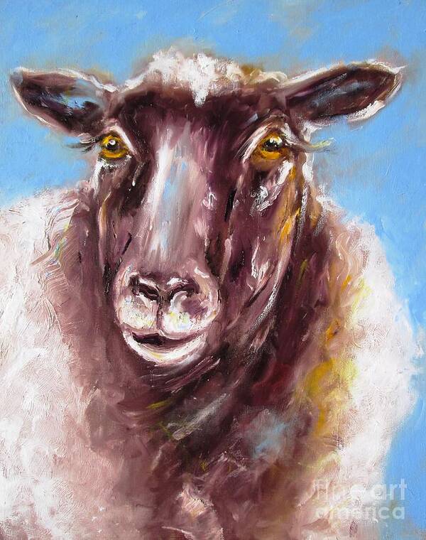 Sheep Poster featuring the painting Quirky Sheep Paintings by Mary Cahalan Lee - aka PIXI