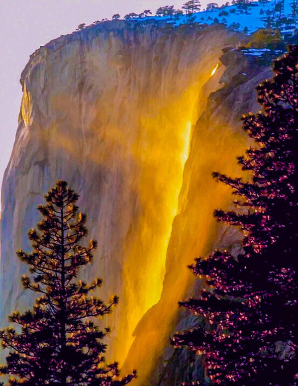 Beautiful Poster featuring the photograph Yosemite Firefall Painting by Dr Bob Johnston