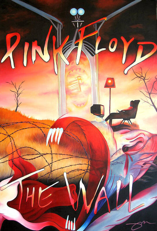 Pink Floyd Poster featuring the painting Pink Floyd The Wall by Joshua Morton