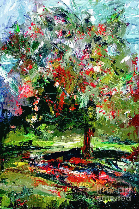 Trees Poster featuring the mixed media Modern Cherry Tree Contemporary Art by Ginette Callaway