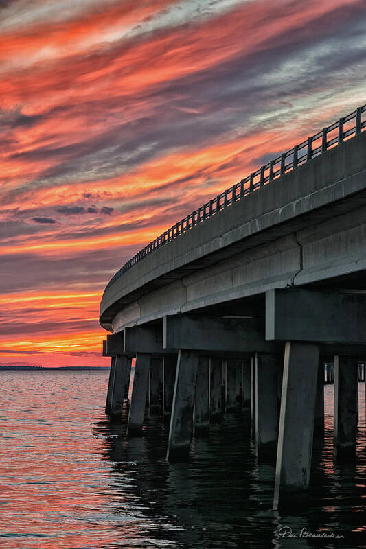 Sunset Poster featuring the photograph Sunset at Virginia Dare Memorial Bridge 4854 by Dan Beauvais