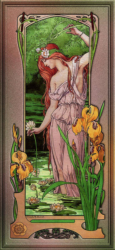 Flowers Of Water Poster featuring the painting Flowers Of Water by Elisabeth Sonrel by Rolando Burbon