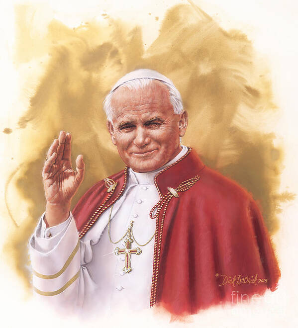 Religion Poster featuring the painting Saint Pope John Paul II by Dick Bobnick