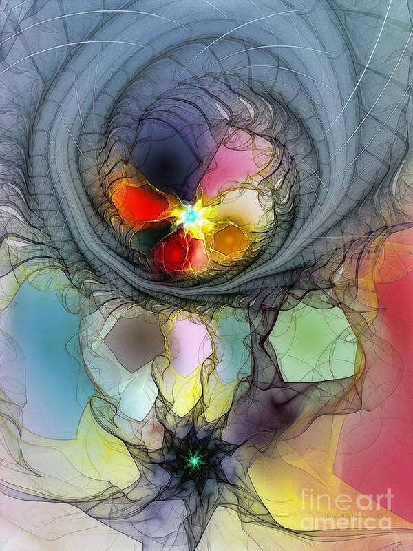 Abstract Poster featuring the digital art Beauty Flourishing in Obscurity by Karin Kuhlmann