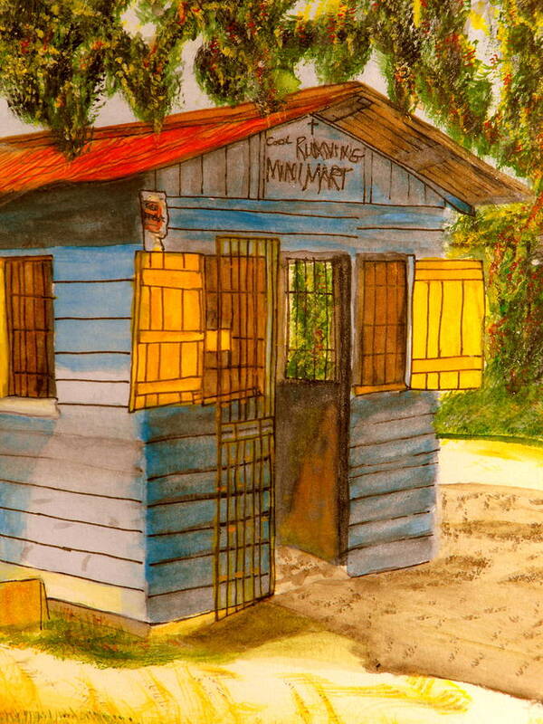 Jamaica Poster featuring the painting Cool Runnings Mini Mart by Larry Farris