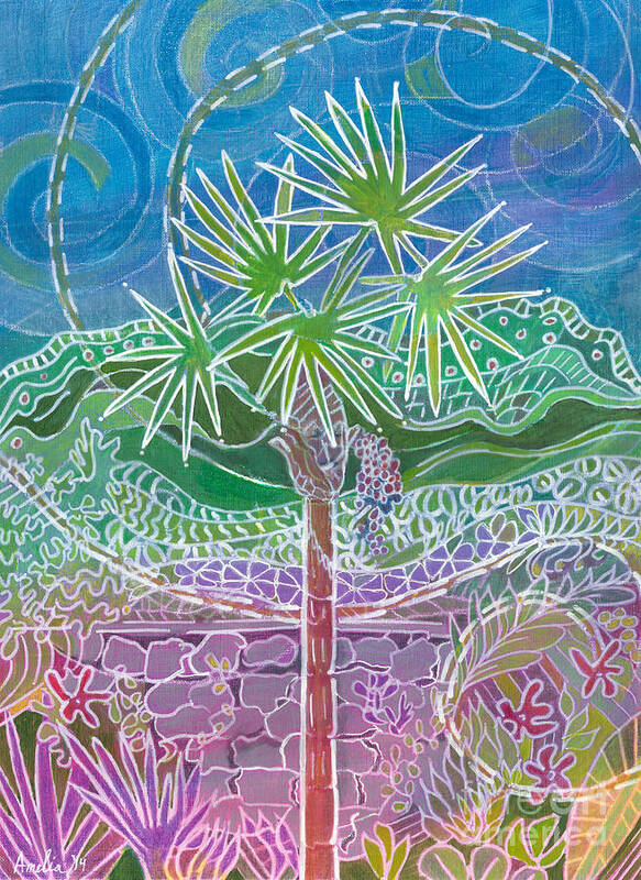 Tree Poster featuring the painting Dragonfly Trails by Amelia Stephenson at Ameliaworks
