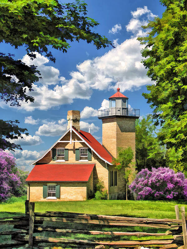 Door County Poster featuring the painting Eagle Bluff Lighthouse by Christopher Arndt