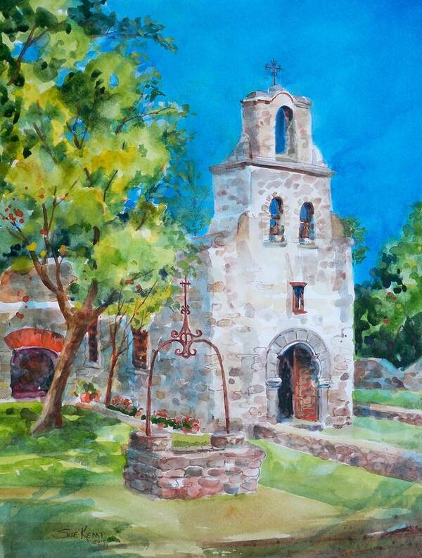 San Antonio Poster featuring the painting Mission Espada by Sue Kemp