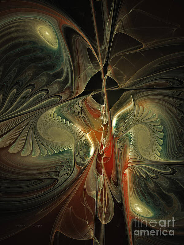 Poetic Poster featuring the digital art Moonlight Serenade Fractal Art by Karin Kuhlmann