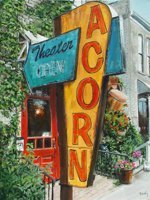 Americana Poster featuring the painting Acorn Theater by William Brody