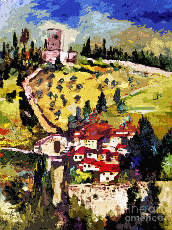 Italy Poster featuring the painting Rocca Maggiore Assisi Italy by Ginette Callaway