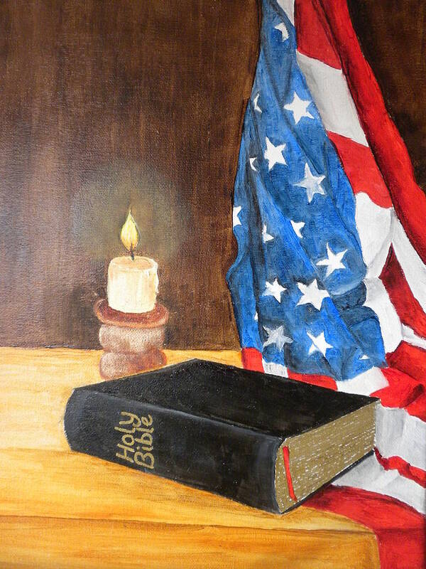 Bible Poster featuring the painting God Bless America by Marti Idlet