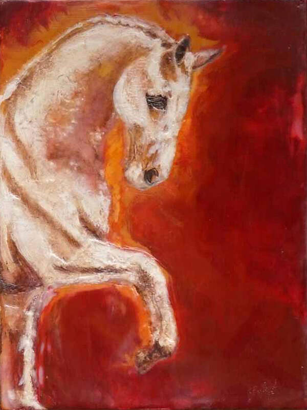 Encaustic Horse Poster featuring the painting Lippizaner by Gabrielle England